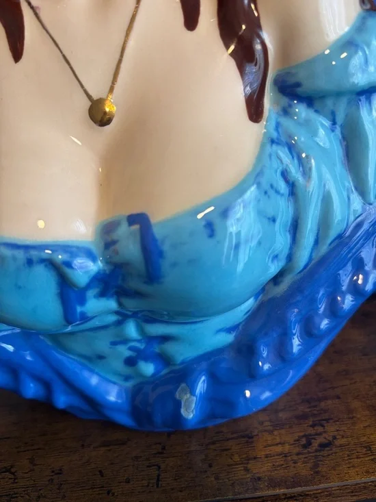 Vintage Style Ceramic Bust Set Nautical Couple Blue Hand Painted Decor - Picture 3 of 10